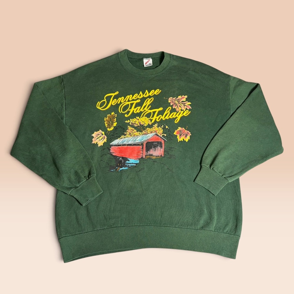 Vintage Jerzees Tennessee Fall Foliage Sweatshirt Green XL Made in USA Russel
